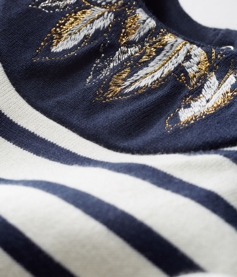 Jersey marinero renovado para beb&eacute; ni&ntilde;a beige COQUILLE/azul SMOKING CN