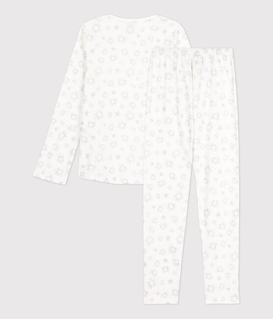 Pijama con estampado de estrellas de niña de algodón blanco MARSHMALLOW/blanco MULTICO