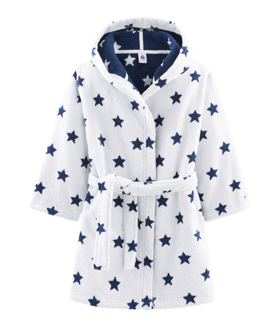 Albornoz de rizo para niño blanco MARSHMALLOW/azul MEDIEVAL