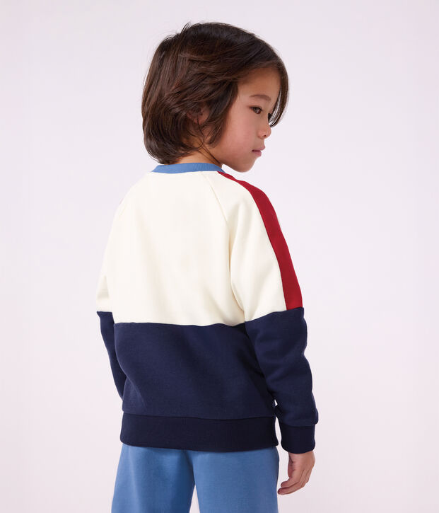 Sudadera infantil lisa colorblock de algod&oacute;n crudo/multicolor