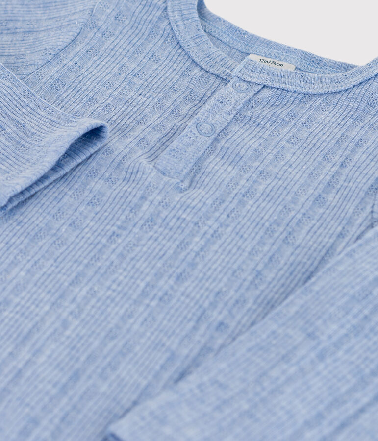 Bodi de manga larga con cuello tunecino de algod&oacute;n de beb&eacute; SKY