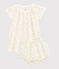 Vestido de manga corta de frutas con braguitas bloomer de tejido tubular de urdimbre y trama de algodón ecológico de bebé niña blanco MARSHMALLOW/blanco MULTICO