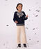 Jersey infantil de lana y algod&oacute;n con estampado de lazo azul/beige