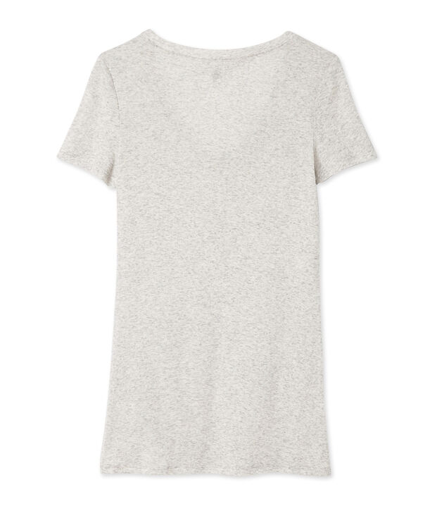 T-shirt femme col V en coton l&eacute;ger gris