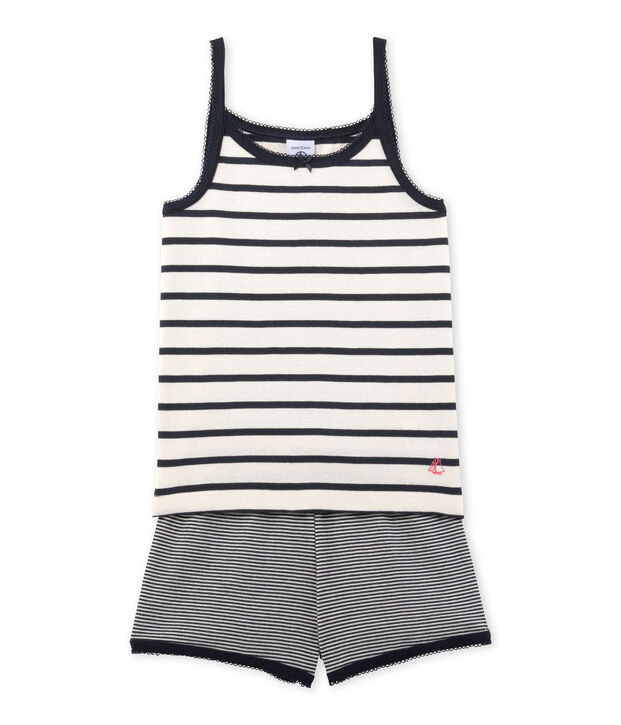 Pyjacourt fille ray&eacute; blanco/azul