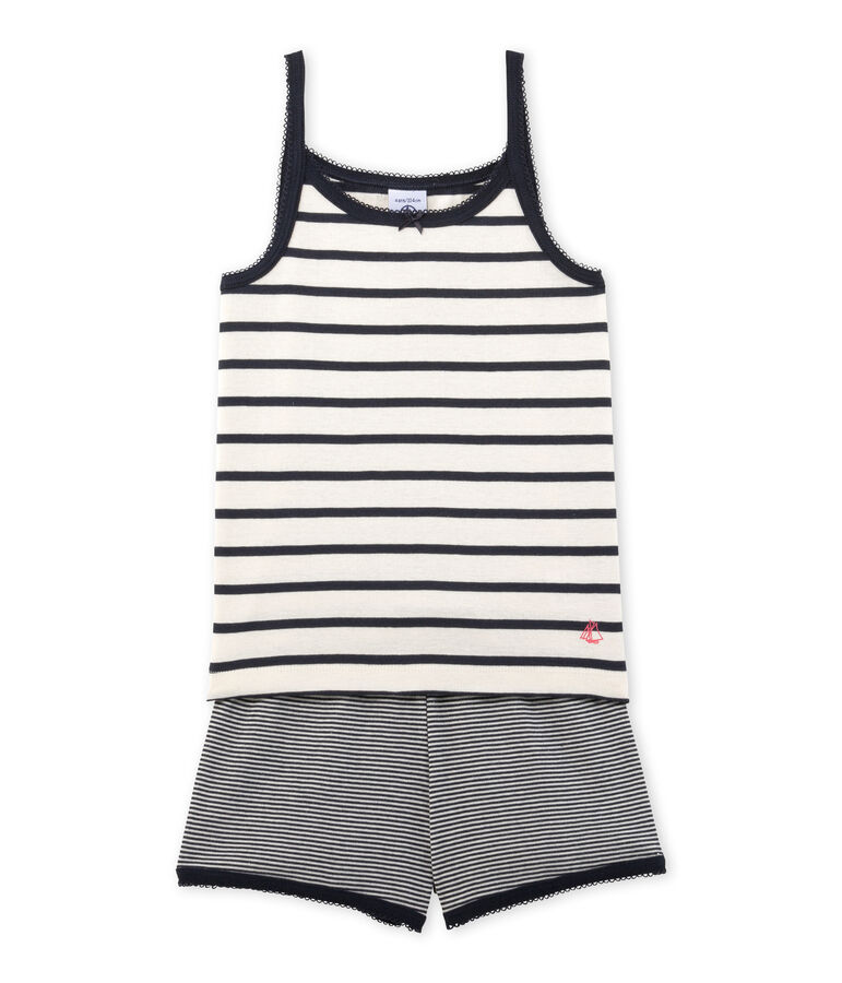 Pyjacourt fille ray&eacute; blanco/azul