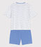 Pijama corto de algodón para mujer blanco MARSHMALLOW/azul PERSE