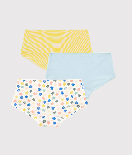 Juego de 3 «culottes» de flores fosforescentes de algodón de niña variante 1