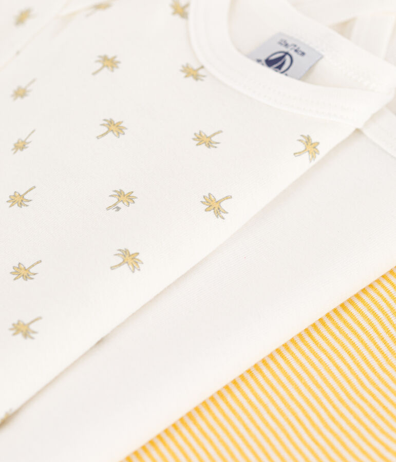 Juego de 3 bodis de algod&oacute;n de manga corta con palmeras multicolor