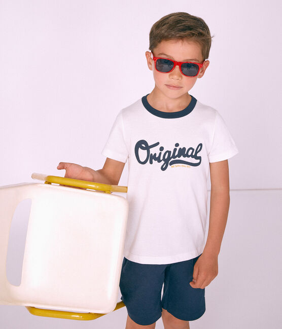 Camiseta manga corta infantil para niño blanco MARSHMALLOW