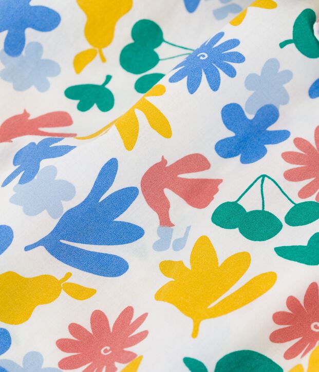 Mono corto con estampado de flores de popelina de beb&eacute; blanco/multicolor