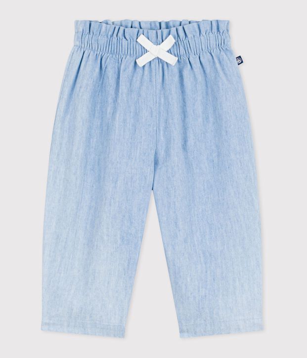 Pantal&oacute;n de chambray para beb&eacute; azul