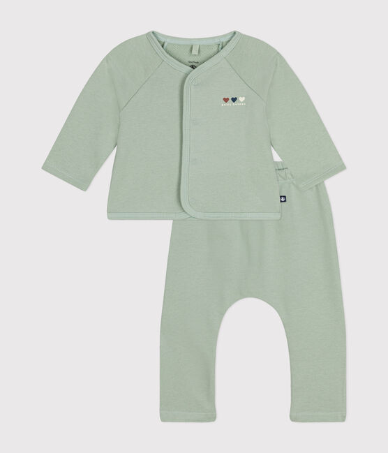Conjunto de 2 piezas de muletón para bebé verde HERBIER