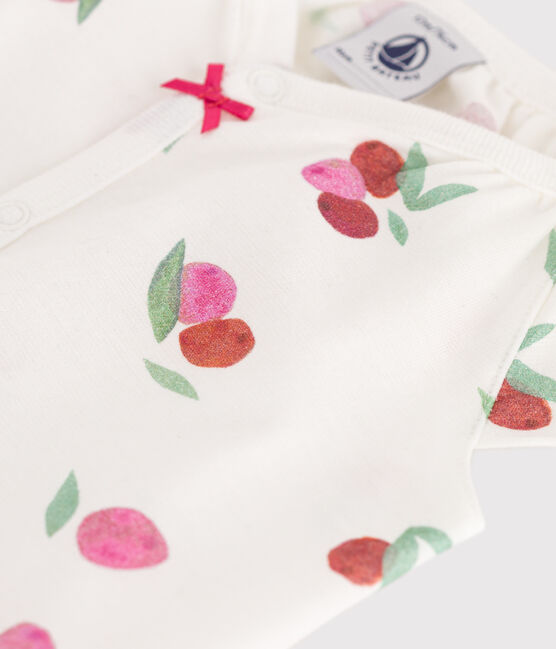 Mono corto de algodón con frutas para bebé blanco MARSHMALLOW/blanco MULTICO