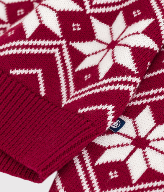 Jersey infantil de lana y algodón con estampados rojo AMARANTE/ AVALANCHE