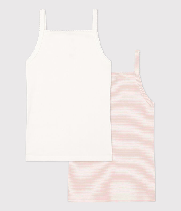 Juego de 2 camisetas de tirantes de algod&oacute;n milrayas para ni&ntilde;a multicolor