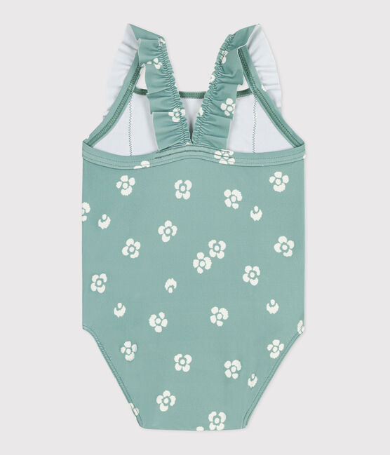 Bañador con volantes y estampado de flores para bebé azul PAUL/blanco MARSHMALLOW