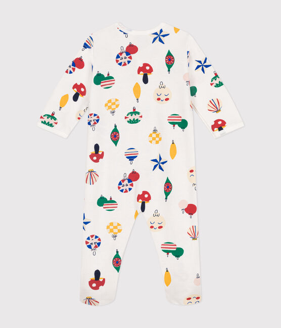 Pijama de felpa cepillada con estampado de bolas de Navidad para bebé blanco MARSHMALLOW/blanco MULTICO