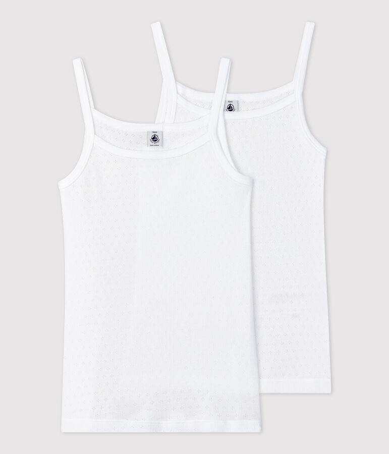 Juego de 2 camisas de tirantes caladas de ni&ntilde;a de algod&oacute;n org&aacute;nico variante 1