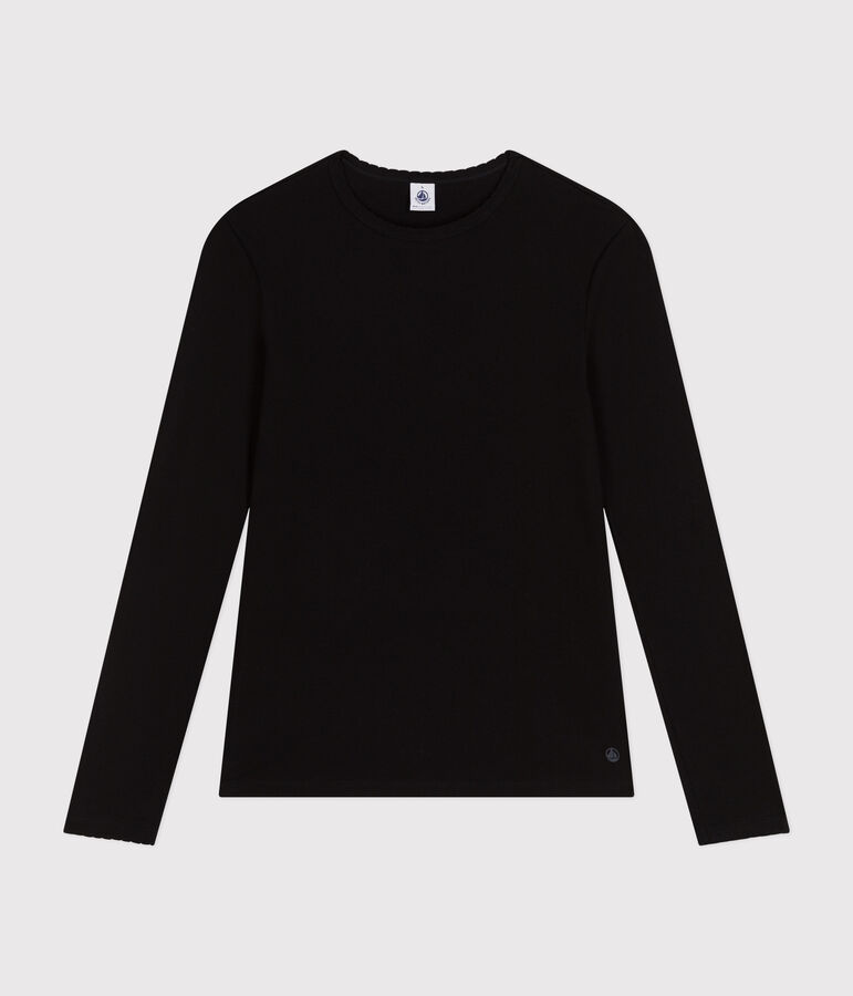 Camiseta L'ICONIQUE de algod&oacute;n de punto cocotte para mujer negro