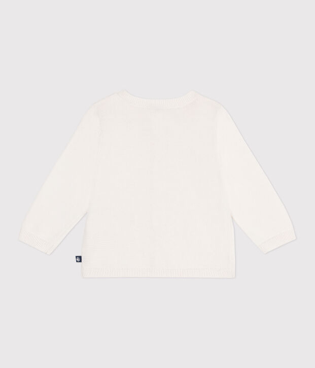 C&aacute;rdigan de algod&oacute;n de punto de fantas&iacute;a para beb&eacute; blanco