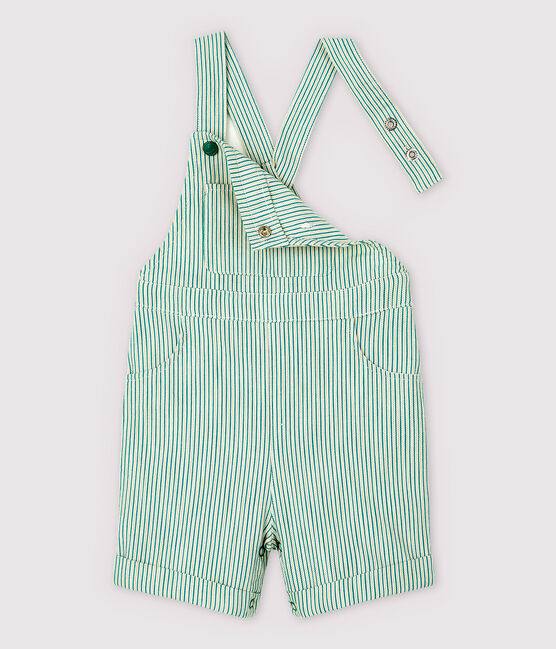Peto corto de sarga irresistible de bebé niño blanco MARSHMALLOW/verde GAZON