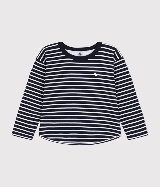 Camiseta de manga larga de túbico para niño. azul SMOKING/blanco MARSHMALLOW