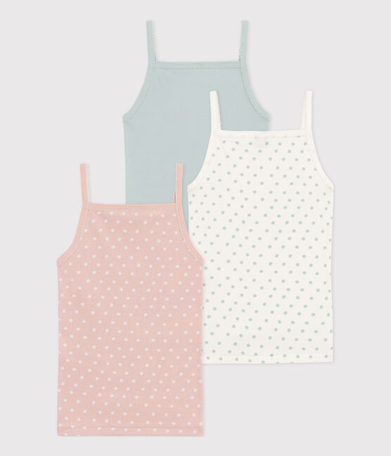 Juego de 3 camisetas de tirantes de algodón con lunares para niña variante 1