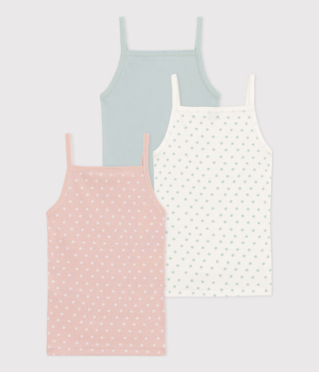 Juego de 3 camisetas de tirantes de algod&oacute;n con lunares para ni&ntilde;a multicolor