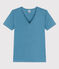 Camiseta L'ICONIQUE de algodón con cuello de pico para mujer azul LAVIS