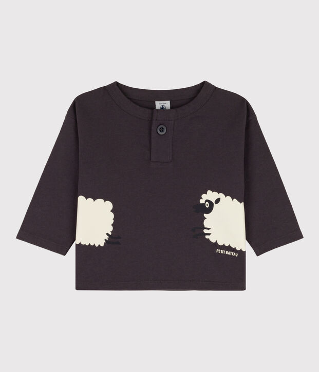 Camiseta de algod&oacute;n de manga larga para beb&eacute; gris