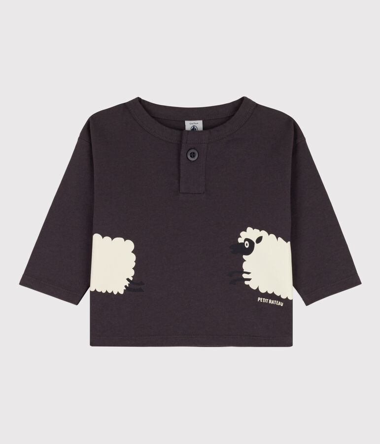 Camiseta de algod&oacute;n de manga larga para beb&eacute; gris