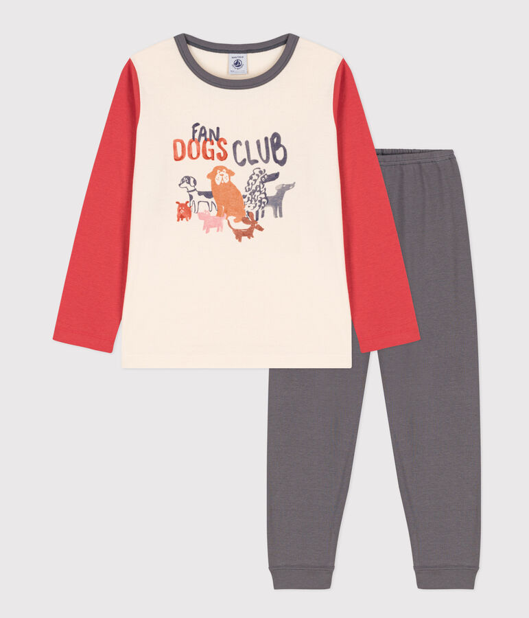 Pijama de algod&oacute;n para ni&ntilde;o/ni&ntilde;a gris/multicolor