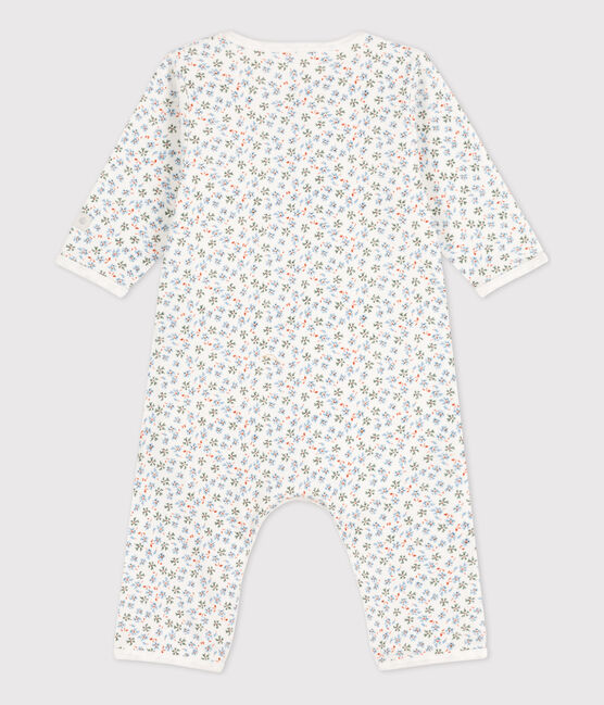 Bodyjama sin pies de algodón estampado para bebé blanco MARSHMALLOW/blanco MULTICO