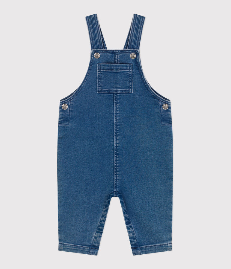 Peto largo de tejido denim con elastano para beb&eacute; azul