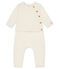 Conjunto de dos piezas para bebé niño, lana merinos y poliéster blanco MARSHMALLOW