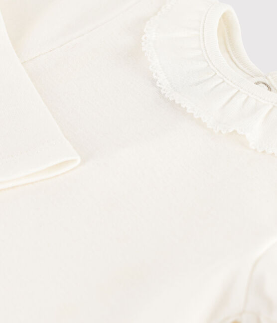 Body de manga larga con cuello de algodón de bebé blanco MARSHMALLOW