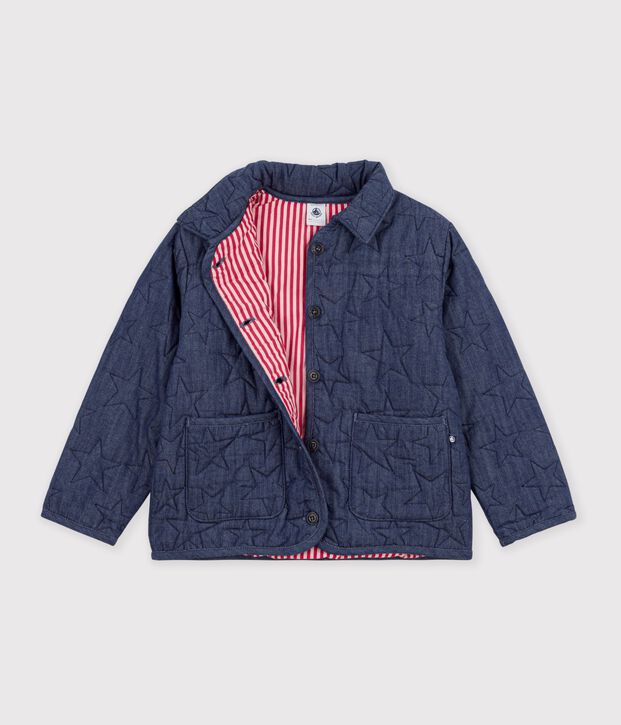 Chaqueta infantil denim lisa con estampado de estrellas azul