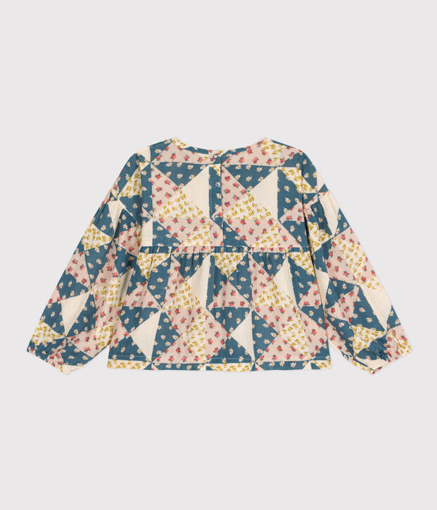 Blusa de gasa de algod&oacute;n para ni&ntilde;a rosa/multicolor