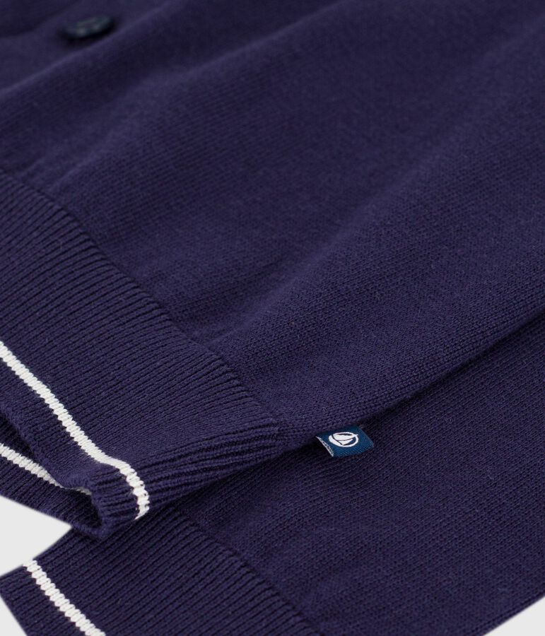 C&aacute;rdigan infantil liso de algod&oacute;n azul