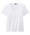 Camiseta en jersey ligero con cuello en pico para mujer blanco ECUME