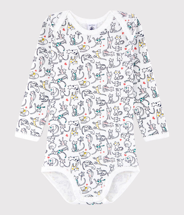 Bodi de manga larga de beb&eacute; ni&ntilde;a blanco/multicolor