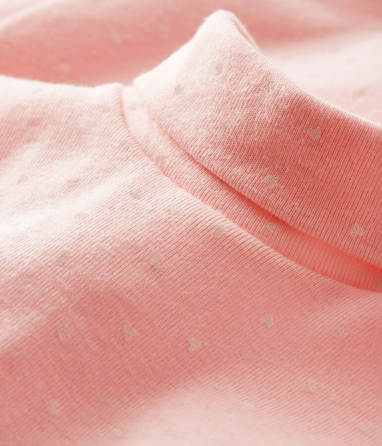 Bodi de manga larga de beb&eacute; con cuello vuelto rosa/blanco