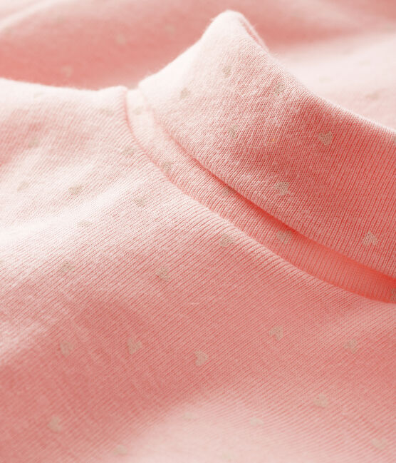 Bodi de manga larga de bebé con cuello vuelto rosa MINOIS/blanco MARSHMALLOW