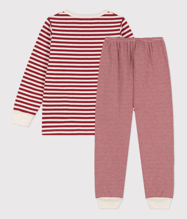Pijama de t&uacute;bico a rayas para ni&ntilde;o  rojo/beige