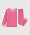 Pijama infantil liso de pana rosa