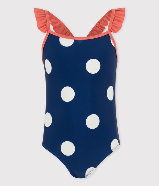 Bañador con lunares para niña azul MEDIEVAL/blanco MARSHMALLOW
