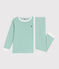 Pijama infantil de algodón a rayas verde ALOEVERA/blanco MARSHMALLOW