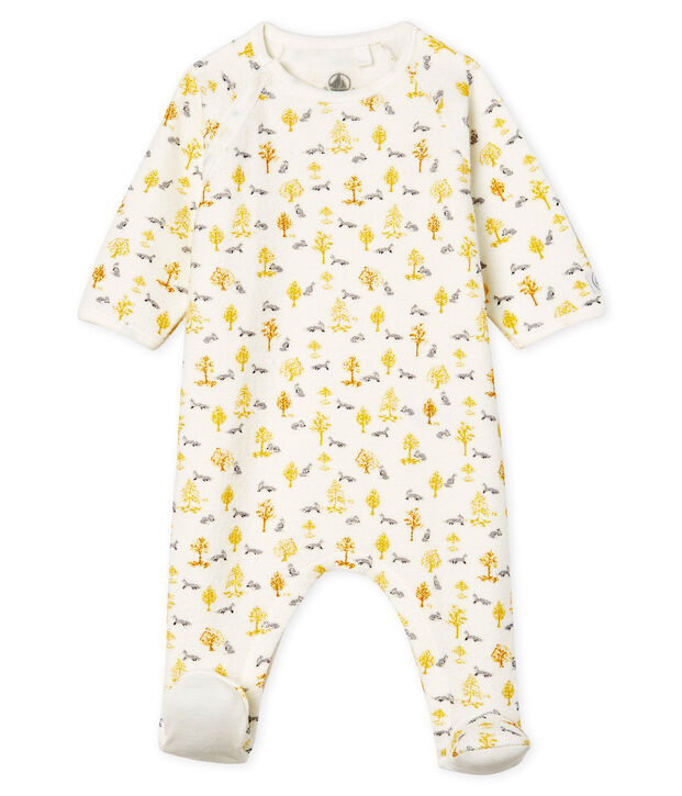 Pijama extra c&aacute;lido de toalla de rizo afelpado para beb&eacute; ni&ntilde;a blanco/multicolor
