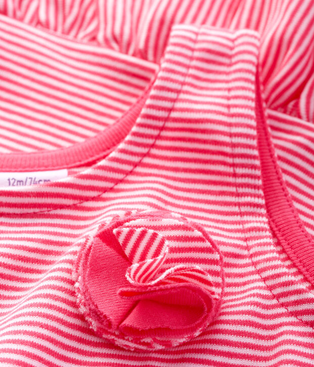 Vestido sin mangas para beb&eacute; ni&ntilde;a de punto rosa/blanco